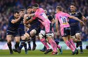 16 December 2017; Sean O'Brien of Leinster is tackled by Sam Skinner of Exeter Chiefs during the European Rugby Champions Cup Pool 3 Round 4 match between Leinster and Exeter Chiefs at the Aviva Stadium in Dublin. Photo by Stephen McCarthy/Sportsfile