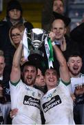 17 December 2017; Moorefield captain Daryl Flynn, left, and vice-captain David Whyte lift the cup after the AIB Leinster GAA Football Senior Club Championship Final match between Moorefield and St Loman's at O'Moore Park in Portlaoise, Co Laois. Photo by Piaras Ó Mídheach/Sportsfile