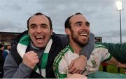 17 December 2017; Kevin Murnaghan of Moorefield celebrates with his brother Mark after the AIB Leinster GAA Football Senior Club Championship Final match between Moorefield and St Loman's at O'Moore Park in Portlaoise, Co Laois. Photo by Piaras Ó Mídheach/Sportsfile