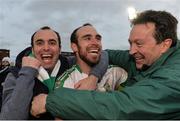 17 December 2017; Kevin Murnaghan of Moorefield celebrates with his brother Mark and Dominic Corrigan, right, after the AIB Leinster GAA Football Senior Club Championship Final match between Moorefield and St Loman's at O'Moore Park in Portlaoise, Co Laois. Photo by Piaras Ó Mídheach/Sportsfile