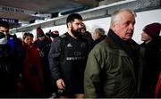 17 December 2017; Kevin O’Byrne of Munster makes his way onto the pitch for the warm up prior to the European Rugby Champions Cup Pool 4 Round 4 match between Leicester Tigers and Munster at Welford Road in Leicester, England. Photo by Brendan Moran/Sportsfile