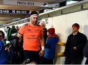 17 December 2017; Billy Holland of Munster makes his way onto the pitch for the warm up prior to the European Rugby Champions Cup Pool 4 Round 4 match between Leicester Tigers and Munster at Welford Road in Leicester, England. Photo by Brendan Moran/Sportsfile