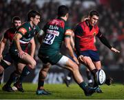 17 December 2017; Ian Keatley of Munster kicks through on George Ford of Leicester Tigers during the European Rugby Champions Cup Pool 4 Round 4 match between Leicester Tigers and Munster at Welford Road in Leicester, England. Photo by Brendan Moran/Sportsfile