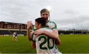17 December 2017; Aaron Masterson, behind, of Moorefield celebrates with team-mate David Whyte after the AIB Leinster GAA Football Senior Club Championship Final match between Moorefield and St Loman's at O'Moore Park in Portlaoise, Co Laois. Photo by Piaras Ó Mídheach/Sportsfile
