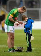 30 April 2017; Robert Johnston, from Kilmessan, Co Meath, tries to activate his pen in his attempt to secure Meath's Joe Keena's autograph after the Leinster GAA Hurling Senior Championship Qualifier Group Round 2 match between Meath and Laois at Pairc Tailteann in Meath. Photo by Ray McManus/Sportsfile