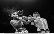 18 November 2017; (EDITOR'S NOTE: Image has been converted to black & white) Carl Frampton, right, in action against Horacio Garcia during their featherweight bout at the SSE Arena in Belfast. Photo by Ramsey Cardy/Sportsfile