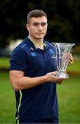 19 December 2017; Jordan Larmour receives the Bank of Ireland Leinster Rugby Player of the Month for November at Leinster Rugby Headquarters in Dublin. Photo by Ramsey Cardy/Sportsfile