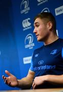 19 December 2017; Jordan Larmour during a Leinster rugby press conference at Leinster Rugby Headquarters in Dublin. Photo by Ramsey Cardy/Sportsfile