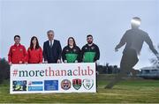 20 December 2017; FAI Chief Executive John Delaney, centre, with, from left, Football Enterprise Coordinators from Bohemian FC Shane Fox and Carina O’Brien, and Football Enterprise Coordinators from Cork City FC Erika Ní Thuama and Chris McDermott at the FAI More Than A Club Launch at the FAI HQ in Abbotstown, Dublin. Photo by Seb Daly/Sportsfile