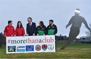 20 December 2017; FAI Chief Executive John Delaney, centre, with, from left, Football Enterprise Coordinators from Bohemian FC Shane Fox and Carina O’Brien, and Football Enterprise Coordinators from Cork City FC Erika Ní Thuama and Chris McDermott at the FAI More Than A Club Launch at the FAI HQ in Abbotstown, Dublin. Photo by Seb Daly/Sportsfile