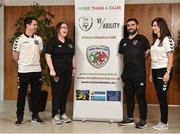 20 December 2017; Football Enterprise Coordinators, from left, Shane Fox of Bohemian FC, Erika Ní Thuama of Cork City FC, Chris McDermott of Cork City FC, and Carina O’Brien of Bohemian FC, at the FAI More Than A Club Launch at the FAI HQ in Abbotstown, Dublin. Photo by Seb Daly/Sportsfile