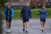 19 December 2017; James Lowe, left, arrives with head coach Leo Cullen, centre, and Jamison Gibon-Park for Leinster rugby squad training at UCD in Dublin. Photo by Brendan Moran/Sportsfile
