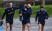 19 December 2017; Nick McCarthy, left, and Ed Byrne arrive alongside Charlie Rock, right, for Leinster rugby squad training at UCD in Dublin. Photo by Brendan Moran/Sportsfile