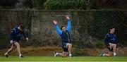 19 December 2017; Leinster players, from left, Ross Byrne, James Lowe and Noel Reid during rugby squad training at UCD in Dublin. Photo by Brendan Moran/Sportsfile