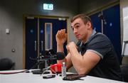 21 December 2017; Tommy O'Donnell speaks to reporters during a Munster Rugby press conference at the University of Limerick in Limerick. Photo by Diarmuid Greene/Sportsfile