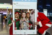 21 December 2017; The annual migration home for Christmas is now in full swing, with passenger arrivals in Dublin airport increasing each day right up until Saturday 23rd December. It’s a very emotional and joyous occasion for families, separated by distance throughout the year but reuniting in the Arrivals hall in Dublin Airport to celebrate Christmas. OCS Ireland will be there on the ground over the entire holiday period. Assisting passengers through its Reduced Mobility Service (PRM) thus allowing the passengers to saviour the occasion and the joy of coming home for Christmas. In 2017 OCS assisted in excess of 290,000 passengers. The specially trained Care Agents will ensure a safe journey through the airport this Christmas for passengers who require assistance of any kind with the few to reducing fear and anxiety while navigating the airport. Pictured is 3 year old Laya McNamee with Santa Claus and his Elves at Dublin Airport in Dublin. Photo by Matt Browne/Sportsfile