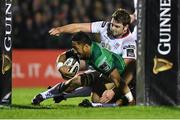 23 December 2017; Bundee Aki of Connacht scores his side's second try during the Guinness PRO14 Round 11 match between Connacht and Ulster at the Sportsground in Galway. Photo by Sam Barnes/Sportsfile