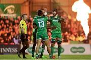 23 December 2017; Bundee Aki of Connacht celebrates after scoring his side's second try with John Muldoon during the Guinness PRO14 Round 11 match between Connacht and Ulster at the Sportsground in Galway. Photo by Sam Barnes/Sportsfile