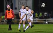 23 December 2017; John Cooney of Ulster kicks a penalty during the Guinness PRO14 Round 11 match between Connacht and Ulster at the Sportsground in Galway. Photo by Ramsey Cardy/Sportsfile