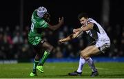23 December 2017; Niyi Adeleokun of Connacht in action against Jacob Stockdale of Ulster during the Guinness PRO14 Round 11 match between Connacht and Ulster at the Sportsground in Galway. Photo by Ramsey Cardy/Sportsfile
