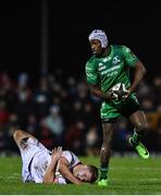 23 December 2017; Niyi Adeleokun of Connacht is tackled by Adam McBurney of Ulster during the Guinness PRO14 Round 11 match between Connacht and Ulster at the Sportsground in Galway. Photo by Ramsey Cardy/Sportsfile
