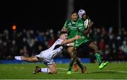 23 December 2017; Niyi Adeleokun of Connacht is tackled by Adam McBurney of Ulster during the Guinness PRO14 Round 11 match between Connacht and Ulster at the Sportsground in Galway. Photo by Ramsey Cardy/Sportsfile