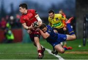 26 December 2017; Alex Wootton of Munster is tackled by Rory O'Loughlin of Leinster during the Guinness PRO14 Round 11 match between Munster and Leinster at Thomond Park in Limerick. Photo by Ramsey Cardy/Sportsfile