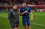 26 December 2017; Ian Keatley of Munster, left, and Robbie Henshaw of Leinster leave the pitch after the Guinness PRO14 Round 11 match between Munster and Leinster at Thomond Park in Limerick. Photo by Brendan Moran/Sportsfile