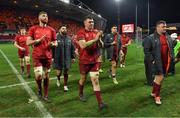 26 December 2017; Munster payers, led by captain Peter O'Mahony, leave the pitch after the Guinness PRO14 Round 11 match between Munster and Leinster at Thomond Park in Limerick. Photo by Brendan Moran/Sportsfile
