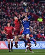 26 December 2017; Andrew Conway of Munster in action against Dan Leavy and James Lowe of Leinster during the Guinness PRO14 Round 11 match between Munster and Leinster at Thomond Park in Limerick. Photo by Ramsey Cardy/Sportsfile