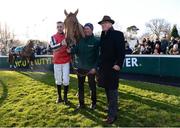 27 December 2017; Jockey Mark Walsh and owner David Robinson with Simply Ned after winning the Paddy's Rewards Club Steeplechase (Grade 1) on day 2 of the Leopardstown Christmas Festival at Leopardstown in Dublin. Photo by Barry Cregg/Sportsfile