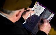 28 December 2017; Jim Crampton from Co Tipperary studies the form prior to day 3 of the Leopardstown Christmas Festival at Leopardstown in Dublin. Photo by David Fitzgerald/Sportsfile