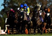 28 December 2017; Flawless Escape, left, with Roger Loughran up, races alongside Daybreak Boy, right, with Noel Fehily up, on their way to winning the Attheraces.com Maiden Hurdle on day 3 of the Leopardstown Christmas Festival at Leopardstown in Dublin. Photo by Seb Daly/Sportsfile