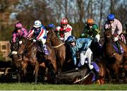 28 December 2017; Runyon Rattler, right, with James O'Sullivan up, falls during the Pertemps Network Handicap Hurdle on day 3 of the Leopardstown Christmas Festival at Leopardstown in Dublin. Photo by Seb Daly/Sportsfile