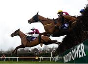 28 December 2017; Road To Respect, centre, with Sean Flanagan up, jumps the last alongside Balko Des Flos, left, with Denis O'Regan up, on their way to winning the Leopardstown Christmas Steeplechase on day 3 of the Leopardstown Christmas Festival at Leopardstown in Dublin. Photo by Seb Daly/Sportsfile