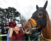 28 December 2017; Winning owner Anita O'Leary welcomes back Road To Respect after sending it out to win the Leopardstown Christmas Steeplechase during day 3 of the Leopardstown Christmas Festival at Leopardstown in Dublin. Photo by Seb Daly/Sportsfile