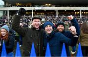 28 December 2017; Racegoers celebrate after Snow Falcon with Sean Flanagan up, won the Midland Legal Solicitors Beginners Steeplechase on day 3 of the Leopardstown Christmas Festival at Leopardstown in Dublin. Photo by David Fitzgerald/Sportsfile