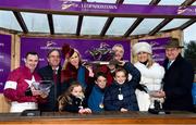 28 December 2017; Winning connections on the podium, including Michael O'Leary and wife Anita, with jockey Sean Flanagan, left, and trainer Noel Meade, after winning the Leopardstown Christmas Steeplechase with Road To Respect during day 3 of the Leopardstown Christmas Festival at Leopardstown in Dublin. Photo by Seb Daly/Sportsfile