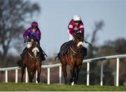 29 December 2017; Shattered Love, right, with Mark Walsh up, alongside Jury Duty, left, with Robbie Power up, on their way to winning the Neville Hotels Novice Steeplechase on day 4 of the Leopardstown Christmas Festival at Leopardstown in Dublin. Photo by Seb Daly/Sportsfile