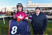 29 December 2017; Mark Walsh, left, with trainer Gordon Elliott after winning the Neville Hotels Novice Steeplechase on day 4 of the Leopardstown Christmas Festival at Leopardstown in Dublin. Photo by David Fitzgerald/Sportsfile