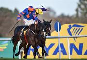 29 December 2017; Mick Jazz, left, with Davy Russell up, races ahead of Cilaos Emery, behind, with David Mullins up, on their way to winning the Ryanair Hurdle on day 4 of the Leopardstown Christmas Festival at Leopardstown in Dublin. Photo by Seb Daly/Sportsfile