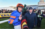 29 December 2017; Davy Russell, left, with trainer Gordon Elliott after winning the Ryanair Hurdle on day 4 of the Leopardstown Christmas Festival at Leopardstown in Dublin. Photo by David Fitzgerald/Sportsfile