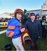 29 December 2017; Davy Russell, left, with trainer Gordon Elliott after winning the Ryanair Hurdle on day 4 of the Leopardstown Christmas Festival at Leopardstown in Dublin. Photo by David Fitzgerald/Sportsfile