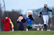 29 December 2017; Hercules, right, leads the field, on his way to winning the Top Oil Charity Mascot Race on day 4 of the Leopardstown Christmas Festival at Leopardstown in Dublin. Photo by Seb Daly/Sportsfile
