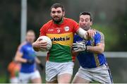 30 December 2017; Sean Murphy of Carlow in action against Ciaran Hyland of Wicklow during the Bord na Móna O'Byrne Cup Group 3 First Round match between Wicklow and Carlow at Bray Emmets GAA Club, Bray in Wicklow. Photo by Matt Browne/Sportsfile
