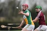 30 December 2017; Dan Doughan of Offaly in action against John Gilligan of Westmeath during the Bord na Móna Walsh Cup Group 4 First Round match between Offaly and Westmeath at St Rynagh’s GAA club in Offaly. Photo by Seb Daly/Sportsfile
