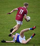 30 December 2017; Luke Loughlin of Westmeath avoids the tackle by Chris Finn of Laois during the Bord na Móna O’Byrne Cup Group 4 First Round match between Westmeath and Laois at TEG Cusack Park in Westmeath. Photo by Ramsey Cardy/Sportsfile