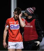 30 December 2017; Robbie O'Flynn of Cork makes his way off the pitch with team doctor Colm Murphy after sustaining a head injury during the Munster Senior Hurling League match between Cork and Limerick at Mallow in Cork. Photo by Eóin Noonan/Sportsfile
