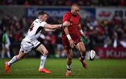 1 January 2018; Simon Zebo of Munster in action against Craig Gilroy of Ulster during the Guinness PRO14 Round 12 match between Ulster and Munster at Kingspan Stadium in Belfast. Photo by David Fitzgerald/Sportsfile