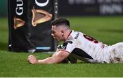 1 January 2018; John Cooney of Ulster scores a try which was subsequently disallowed during the Guinness PRO14 Round 12 match between Ulster and Munster at Kingspan Stadium in Belfast. Photo by David Fitzgerald/Sportsfile